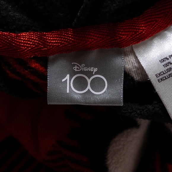 Disney 100 Mickey Mouse Buffalo Plaid Fleece Hooded Union Suit Pajamas Sz Medium - Picture 7 of 9